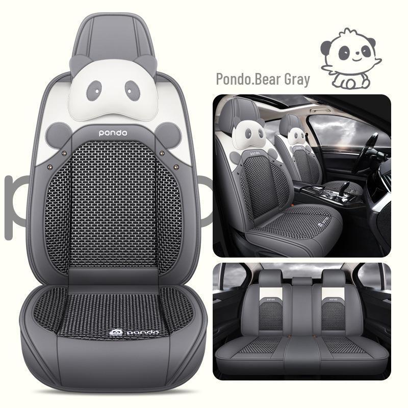2022 New Cartoon Leather Ice Silk Car Seat Cushion Set, Four Seasons