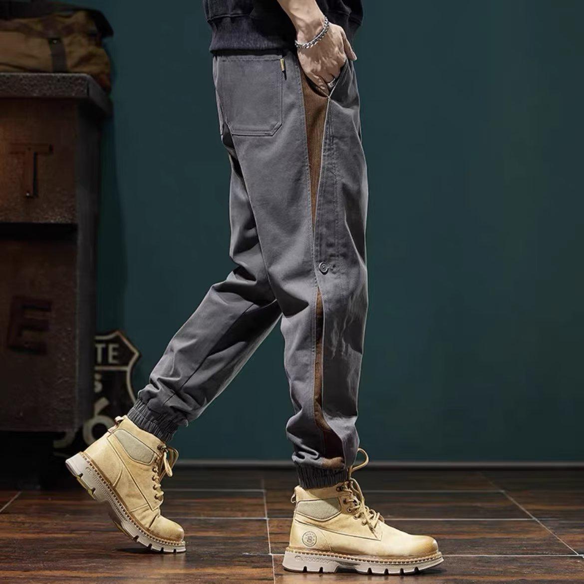 

Мужские спортивные повседневные брюки из бархата с манжетами, осенне-зимняя модель плюс — в японском стиле для подростков. 5XL