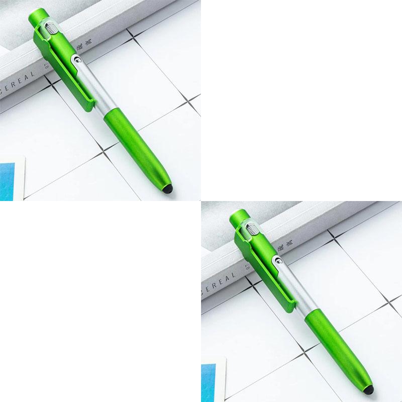 1/2/3pcs 4-in-1 Multi-function Ballpoint Pen Built-in LED Light Foldable Stand Portable Reading Writing Pen Practical School