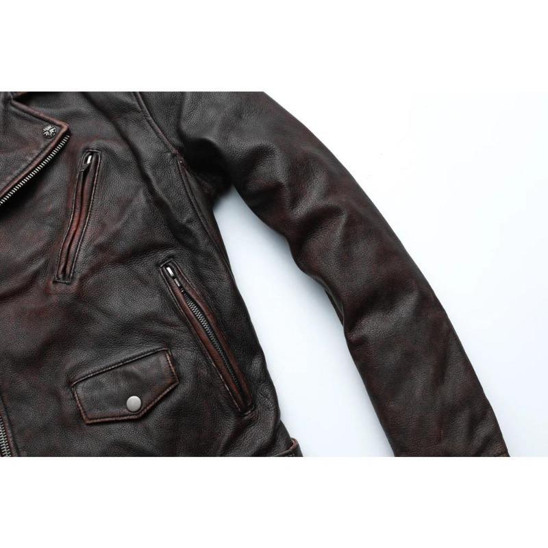 Chinese Size Vintage Motorcycle Jacket Men Genuine Leather Jackets 100% Cowhide Leather Coat Winter Biker Jacket Moto Clothing