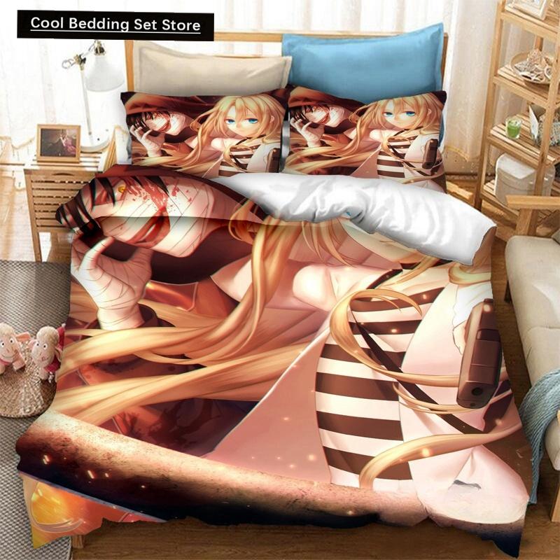3D Gedrucktes Anime Angels of Death Bettwäsche-Set Bettbezüge Kissenbezüge Einteilige Bettdecke Bettwäsche-Sets Bettwäsche Heimtextilien
