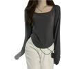 Women's Slim-Fit Irregular Long-Sleeve Top - Trendy Autumn Base Layer