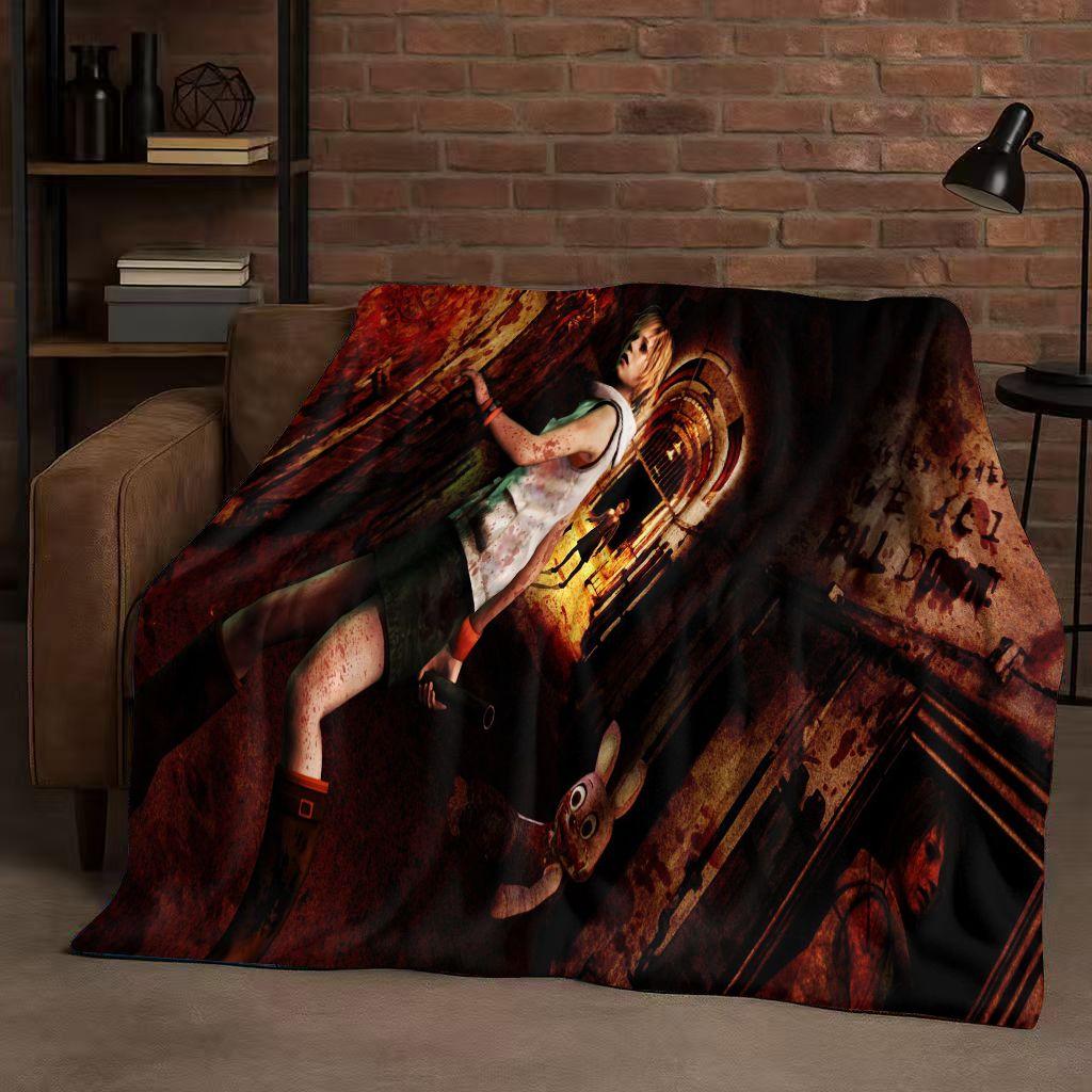 Classic Game Silent Hill Pyramid Head Horror Movie Flannel Blanket,Ultra Soft Warm Plush Throw for Home Bedroom Bed Sofa Cover