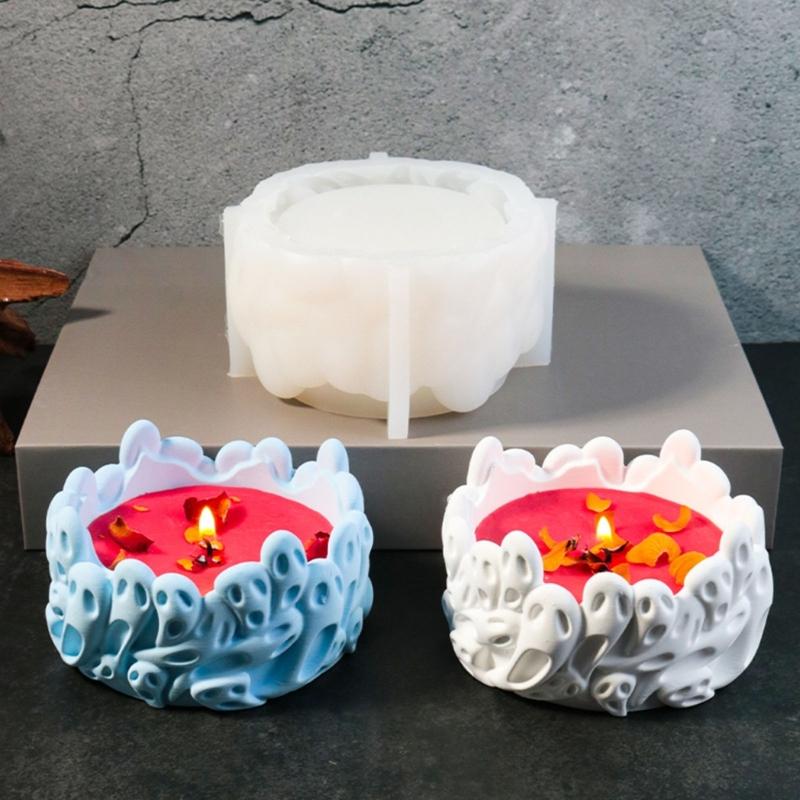 Unique Candle Holder Molds Crafting Molds Skull Shape Candle Base Moulds Silicone Texture for Crafting Candlesticks