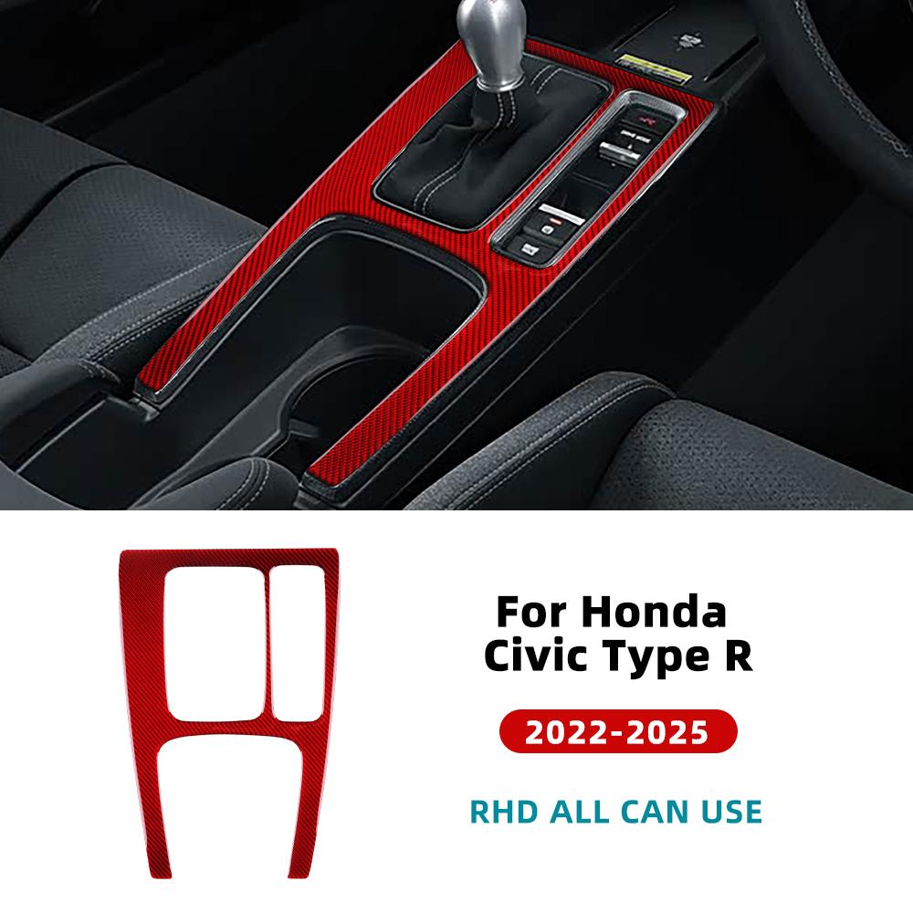 Für Honda Civic Type R 11. FL5 2024 2025 Echter weicher Kohlefaser-Aufkleber LHD RHD Auto-Schaltknauf-Panel Innenverkleidung