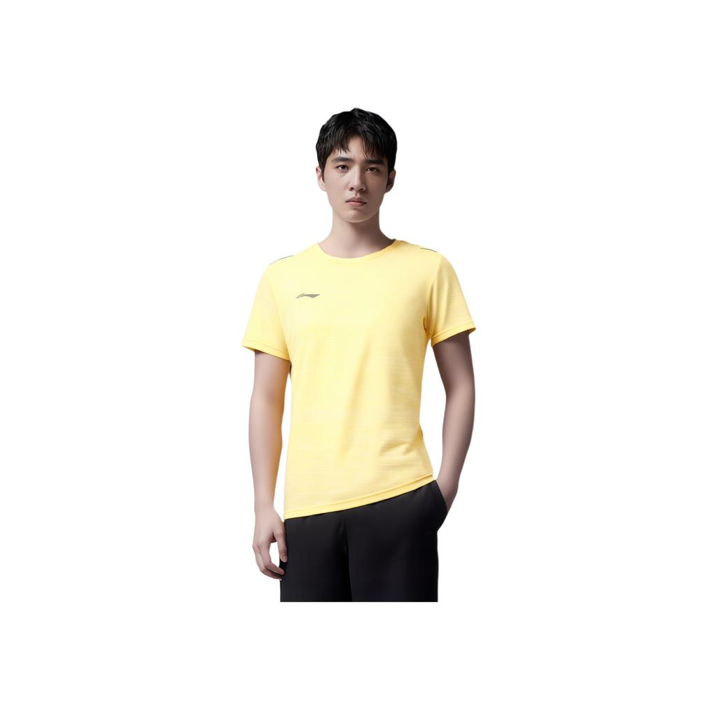 Li Ning Plain Logo Round Neck Pullover Short Sleeve T-Shirt Unisex T-Shirts Chrome-Yellow ATSS600-4