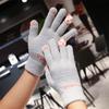 Autumn and Winter Korean Five Finger Gloves Knitted Gloves Touch Screen Gloves Student Thick Cartoon Panda Cute Gloves