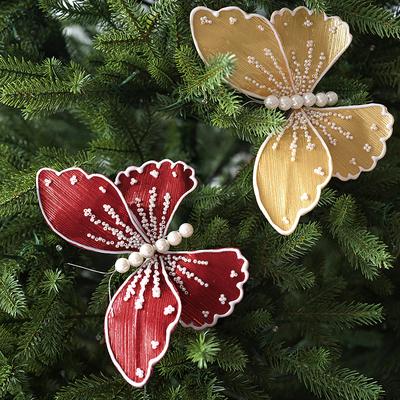 1 Adet Noel Süsü Noel Dekoru Taklit Kelebekler Yeni Yıl Taklit İnci Kelebekler Noel 6 Renk