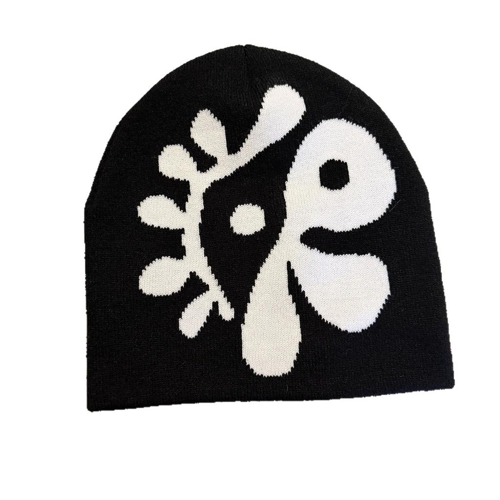 Knitted Hat Unisex Warm Beanie With Colorblock Pattern For Street Style Fashion