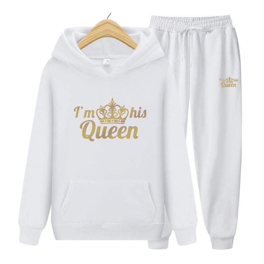 Pánské soupravy I'm His Queen Mikina s potiskem Sportovní souprava 2dílná souprava Unisex Mikiny s kapucí Fleecová mikina+kalhoty Souprava Mikina s kapucí Sportovní oblečení