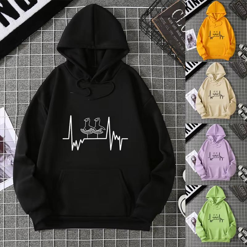 Heartbeat Runner Graphic Hooded Sweatshirts New In Hoodies & Sweatshirts Essentials Winter Thick Sweater Hoodie Women Clothes
