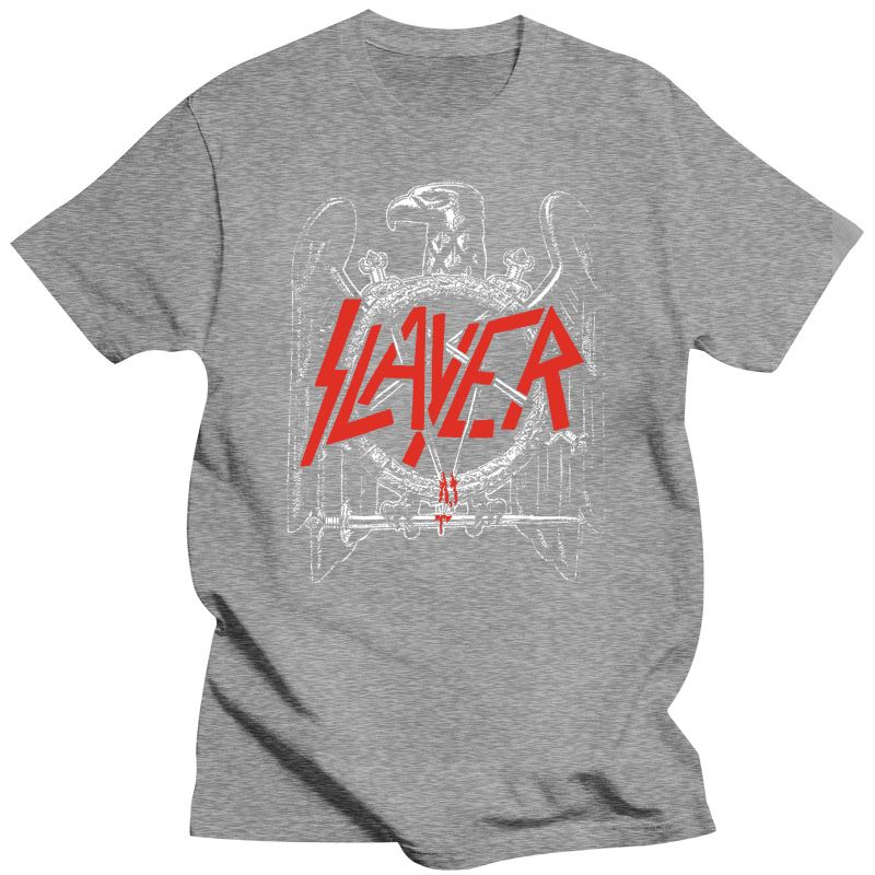 2023 Slayer Unisex'S Black Eagle T-skjorte Unisex kvinner Medium Black T-skjorte 2Xl 3Xl 4Xl 5Xl 100% bomull T-skjorte