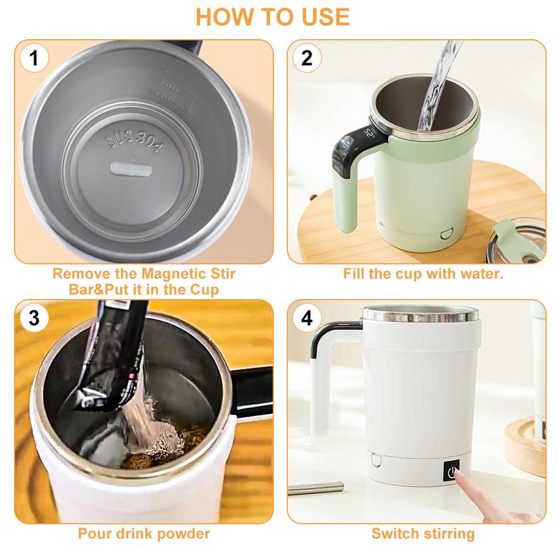 380ML Automatic Stirring Cup Rechargeable Electric Self Mixing Coffee Mug Portable Tea Milk Drinking Cup Rotating Magnetic Tools
