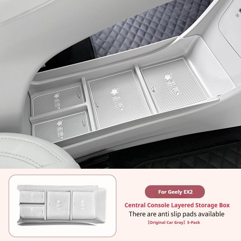 For Geely EX2 Car Layered Storage Box Below The Central Control  Armrest Box Tray Storage Device Automotive Interior Accessories