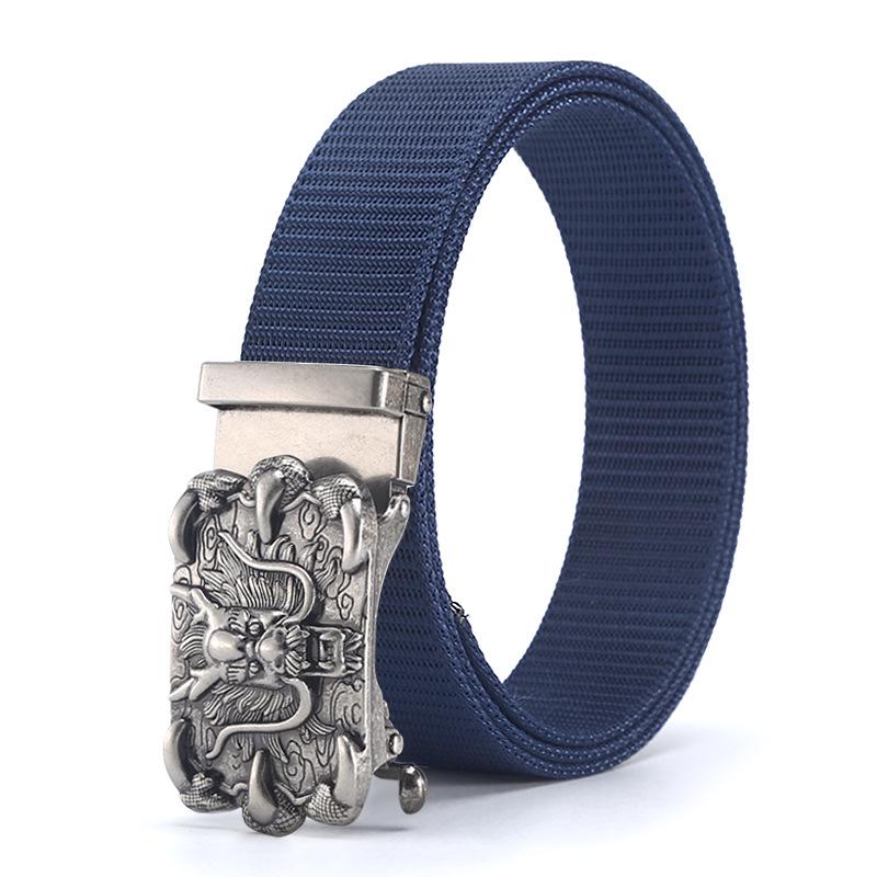 Men's Nylon Outdoor Sports Belt with Bronze and Automatic Alloy Buckles