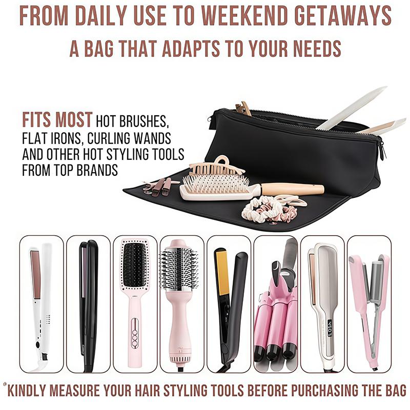 2-In-1 Hair Tools Travel Bag For Flat Irons, Straighteners, Curling Iron, And Haircare Accessories, With Interior Pockets