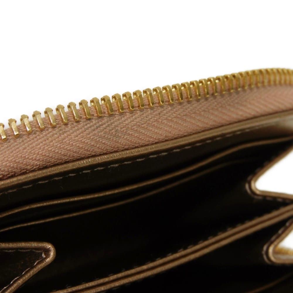Used 11569 Vitello Move Coin Purse 1MM268 7943 Zip Around Compartment Card Case with Logo, Pink Gold, Women's from