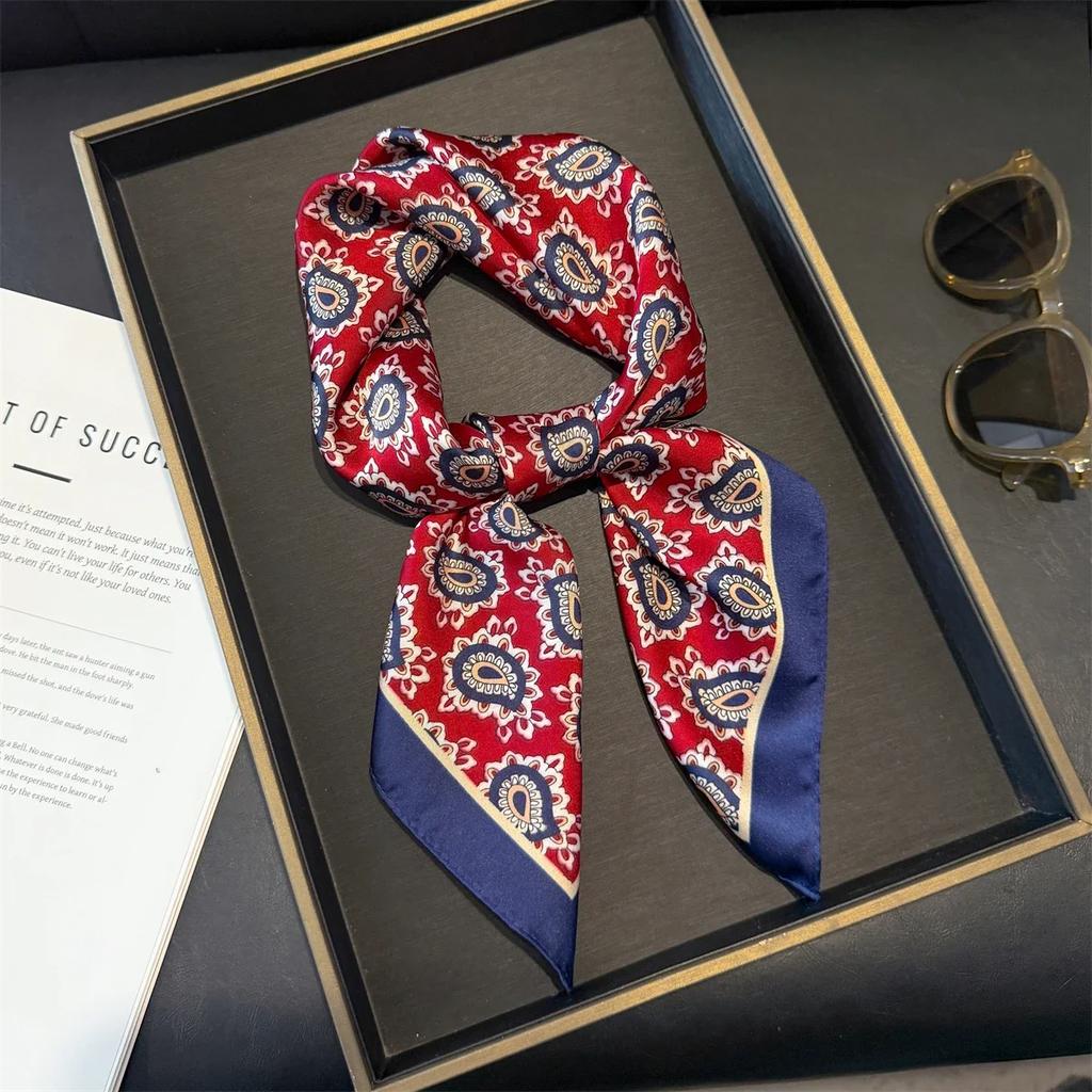 Fashion Luxury Brand 70cm Silk Feel Square Scarf Women Neck Tie Female Hair Bandana Headkerchief Shawl Wrap Hijab Echarpe
