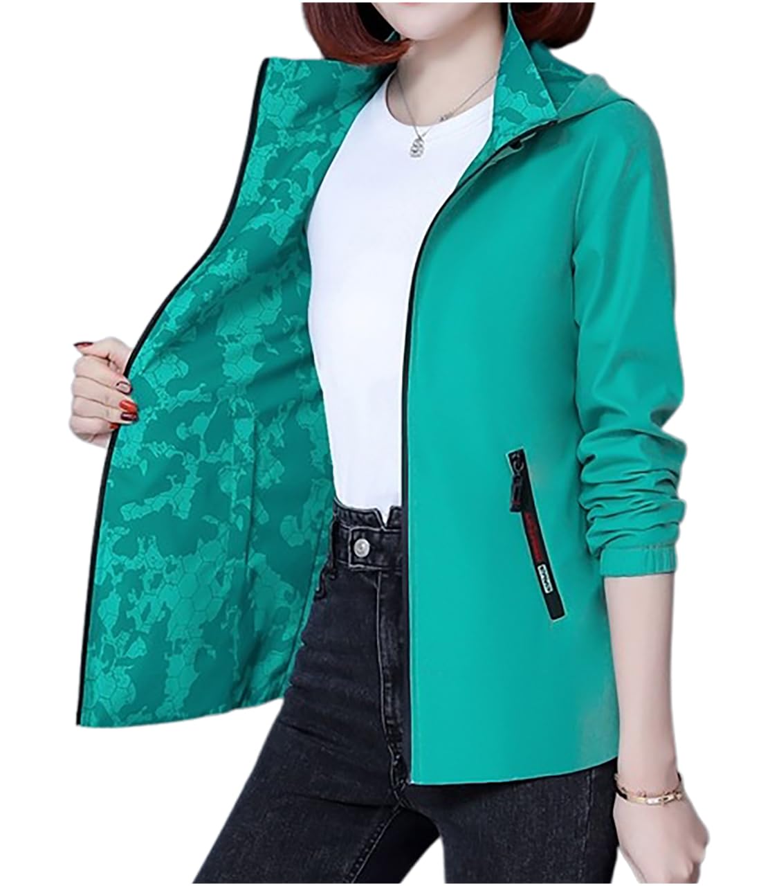 

Двусторонняя уличная гольф-горная двусторонняя водонепроницаемая двусторонняя зеленая [M-SING] ветровка, с капюшоном, ветрозащитная, куртка, одежда, женская, весна, зелёный