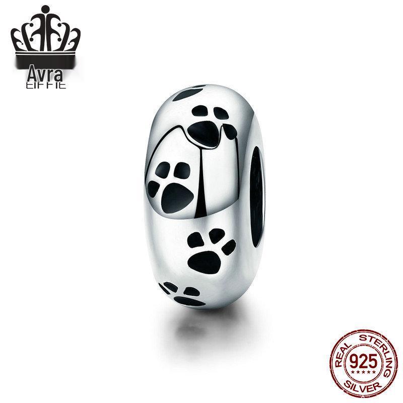 Bracciale Everlove in Argento Sterling s925 con Smalto Colorato a Forma di Zampa con Perline di Gatto e Cane