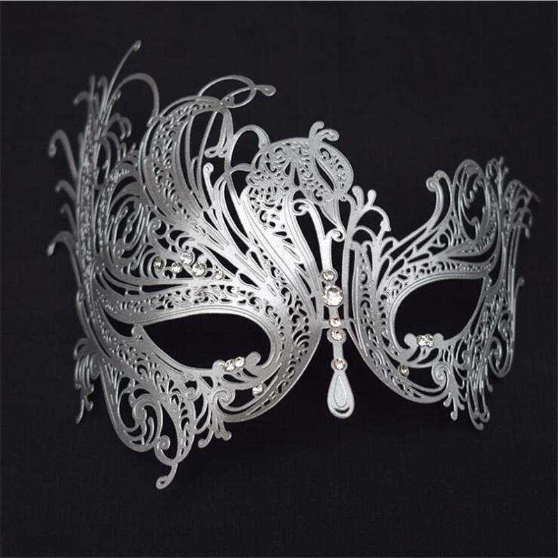 Halloween Costume Party Dress Princess Mask Venice Metal Rhinestone Half Face Mask