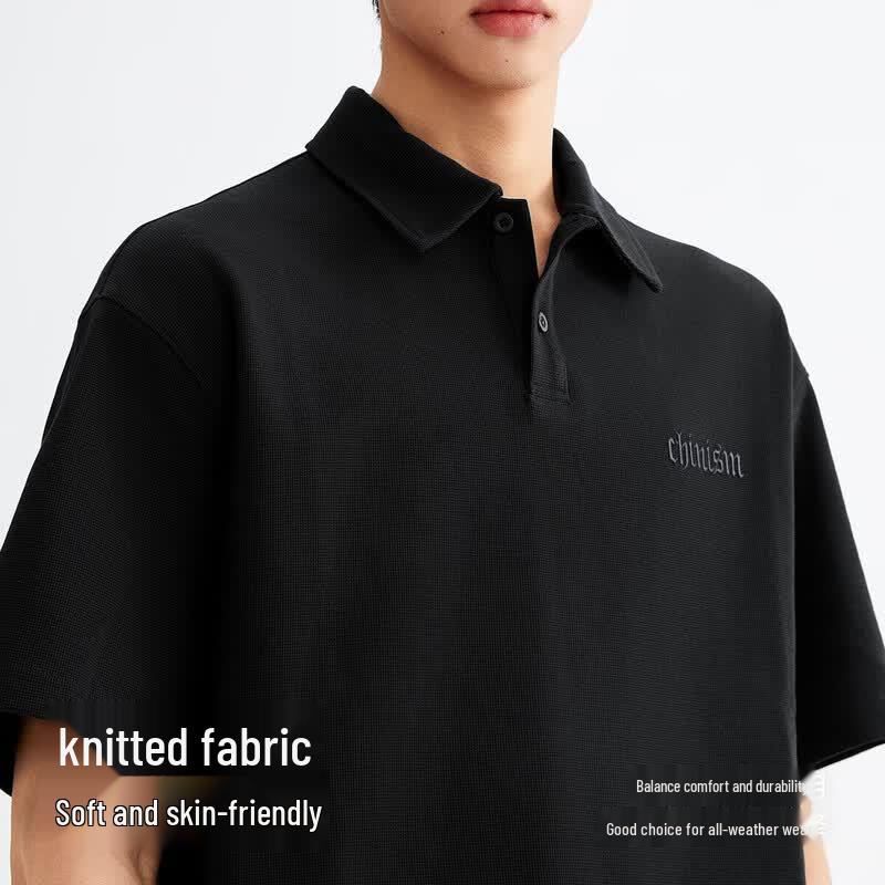 CHINISM Men's Embroidered Logo Short Sleeve Polo Shirt