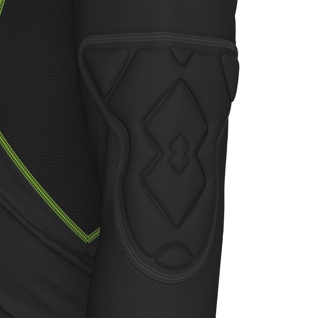 ERREA Soccer Goalkeeper Underwear Shirt, Unisex [IZOR], Stretch Fabric, Crew Neck, Elbow Pads, Shoulder & Elbow Silicone (XL Size), Black/Neon Green G