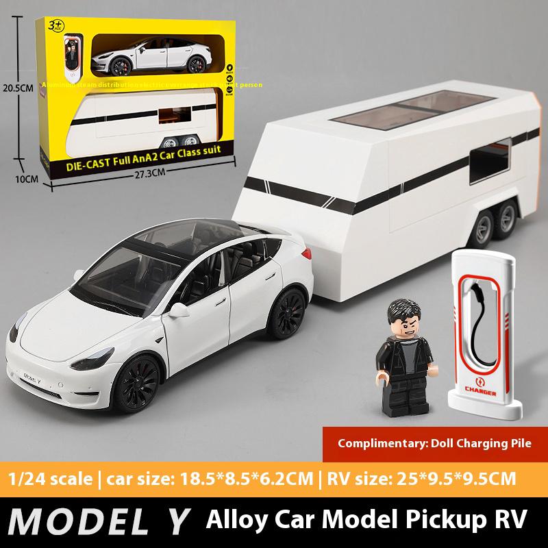 1:24 Modello Y Modello X Modello S Rimorchio RV Lega Metallo Pressofuso Modello di Auto Giocattolo Simulato Collezioni Hobby Regali di Compleanno Ragazzo