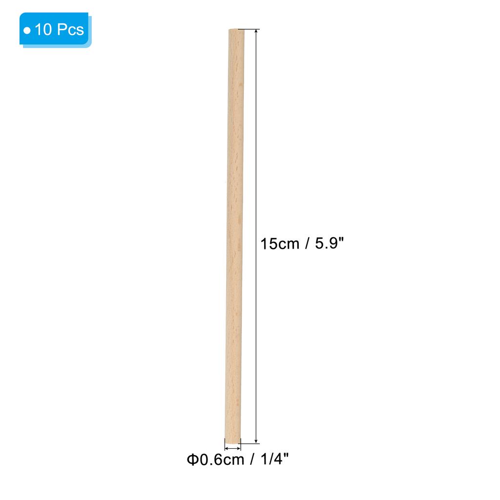 10 Pcs Dowel Rods Wood Sticks Unfinished Wooden Dowel Rods Round Dowels Hardwood Sticks for DIY Crafts and Home Decor