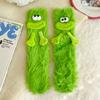 2Pairs Big Eyes Funny Tube Socks Cartoon Coral Fleece Socks Kawaii Floor Stockings Women  Winter