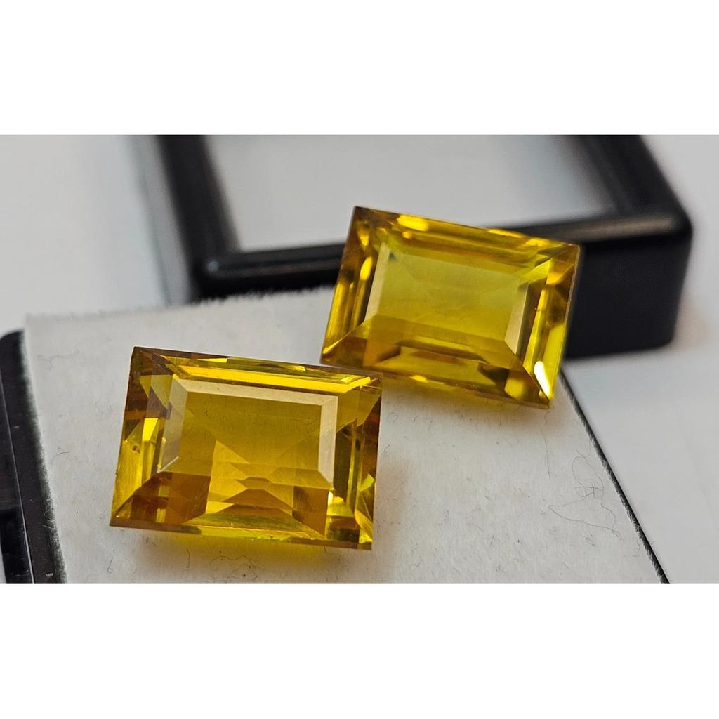 Fabulous Natural Sapphire Yellow Earring 13-14 Ct Baguette Cut Pair Gemstone