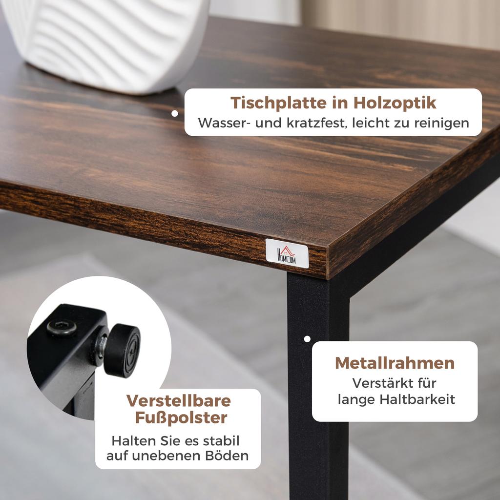 Nesting Side Tables Set of 3, C-Shaped Snack Side Tables with Steel Frame for Sofa Couch and Bed, Rustic Brown