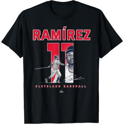 Číslo a portrét Jose Ramirez Cleveland MLBPA tričko