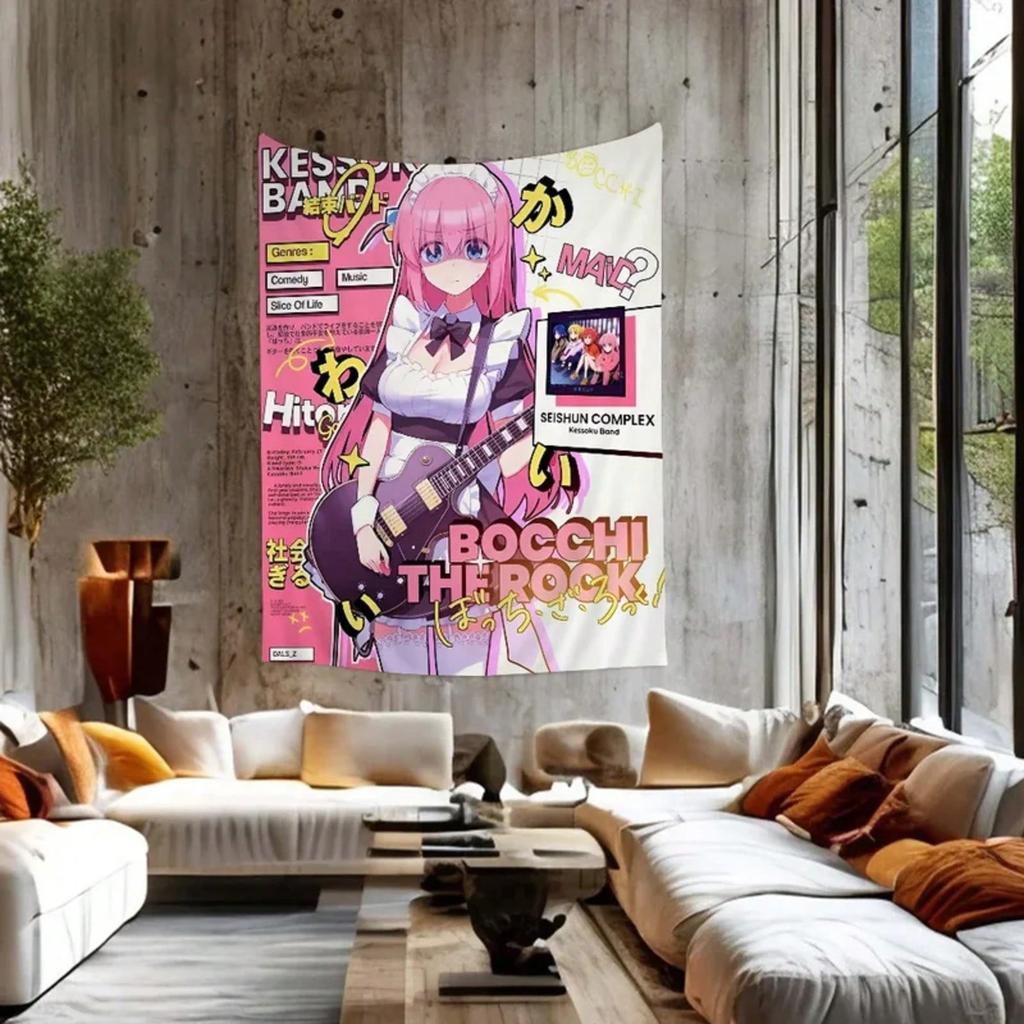 Bocchi Rock Gotoh Girl Maid Tapestry Anime Kessoku Band Print Wall Hanging For Teen Bedroom Dorm Decor