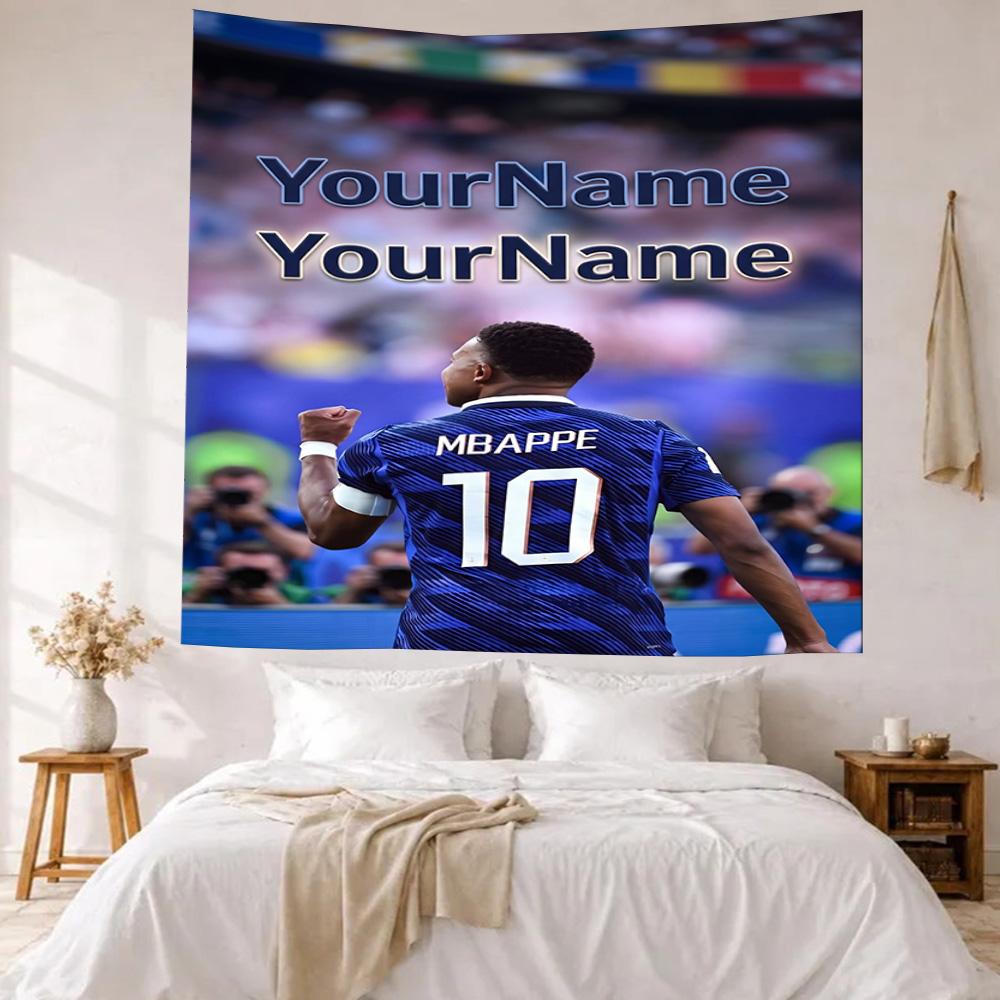 Mbappe Custom Your Name Wall Decor Tapestry Art For Pet Memorial Birthdaywedding Party Backdrop Family Gift