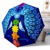 Chakra Balance Mandala Automatischer Regenschirm Kompakt 8-Rippen-Design Leicht Ganzjahres-Reise-Outdoor-Zubehör Perfektes Geschenk für Frauen Männer