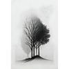 Minimalistisches Schwarz-Weiß Berg Baum Krähe Landschaft Poster Druck Leinwand Gemälde Abstrakt Wandkunst Wohnzimmer Heimdekor