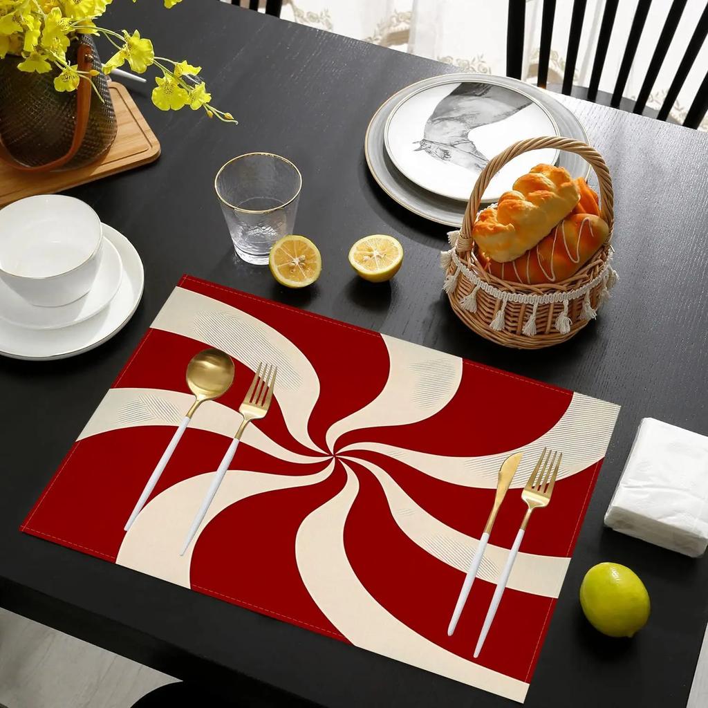 1PC Vortex Linen Meal Mat Are Durable and Suitable for Families for Holiday Dining Decoration Festive and Beautiful