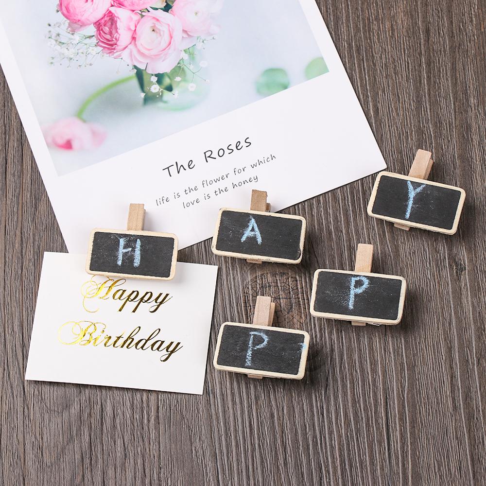 DIY Craft Price Stand Label Wooden Notice Sign Message Note Clip Chalkboard Mini Blackboard