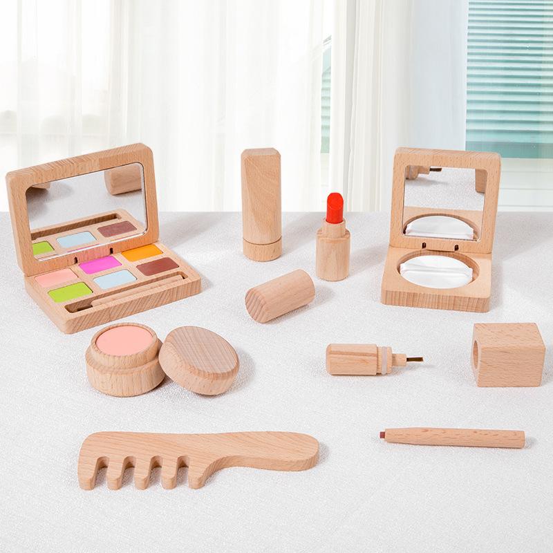 Wooden Children'S Play House Makeup Fun Simulation Toys Girls Cosmetics Dressing Gifts
