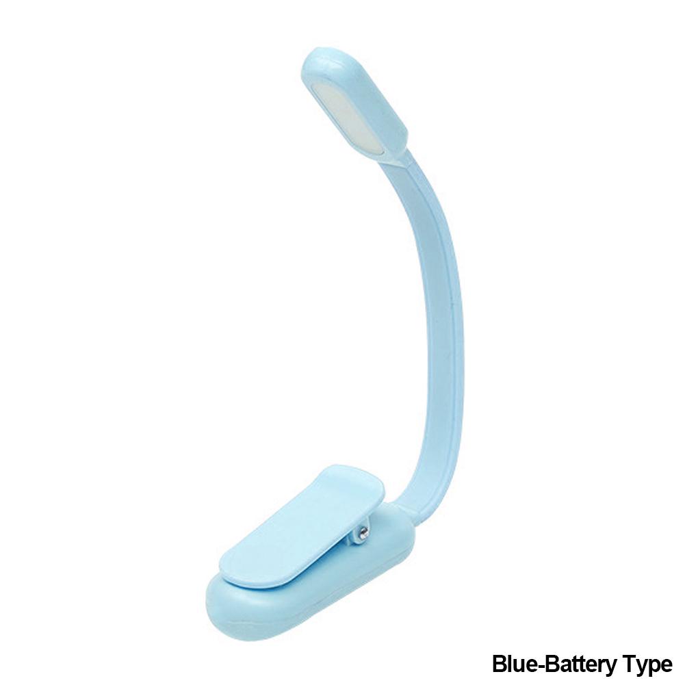 

USB мини светодиодный ночник для чтения с 3 цветами, регулируемая яркость, пристегивающаяся лампа для чтения, учебы, перезаряжаемая для путешествий, чтения в спальне Battery Type синий