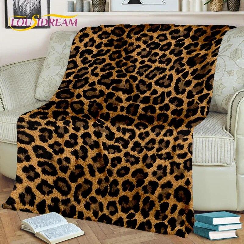 3D Wild Sexy Leopard Stripe Print Blanket,Soft Throw Blanket for Home Bedroom Bed Sofa Picnic Travel Office Cover Blanket Kids