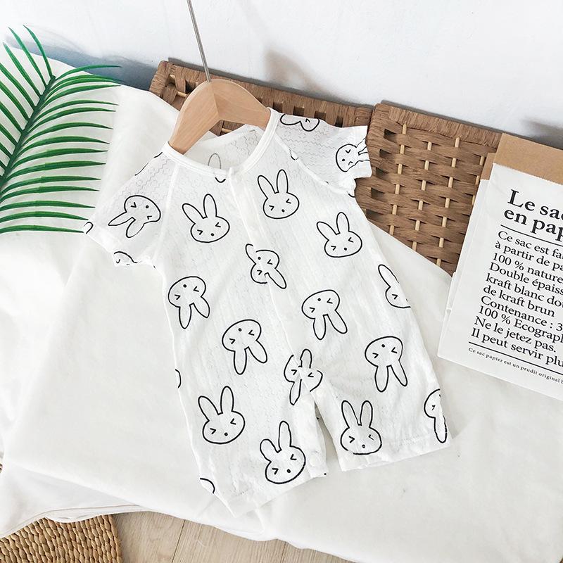 Summer Baby Bamboo Bodysuit: Lightweight, Breathable Short Sleeve Coverall for 3-24 Months