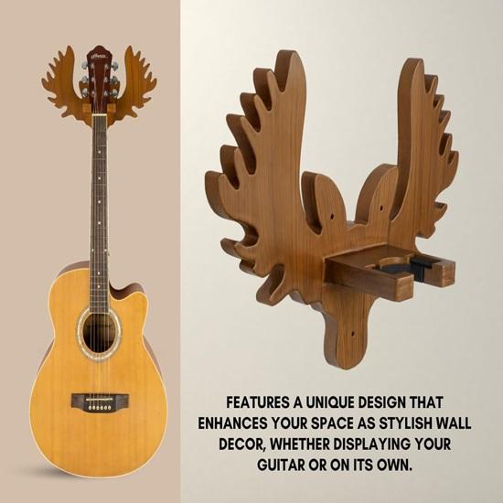 Gitarrenwandhalterung Gitarrenständer aus Holz Rentiergeweih-Design für Akustik-, E-Gitarren und Ukulele