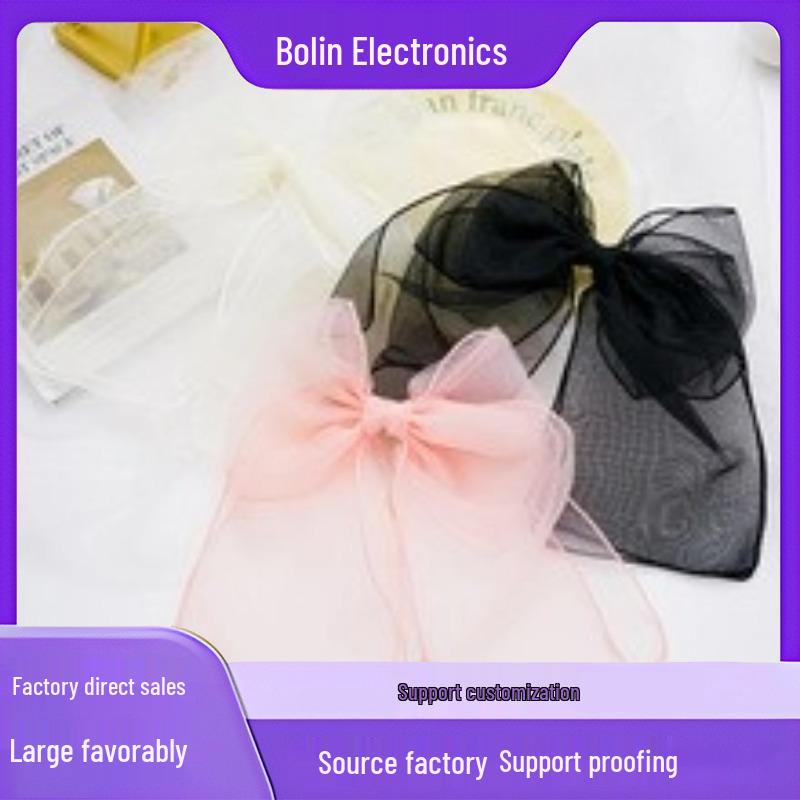 

Korean Sweet Extra-Large Organza Bow Hair Clip - Zhou Yangqing Style чорний