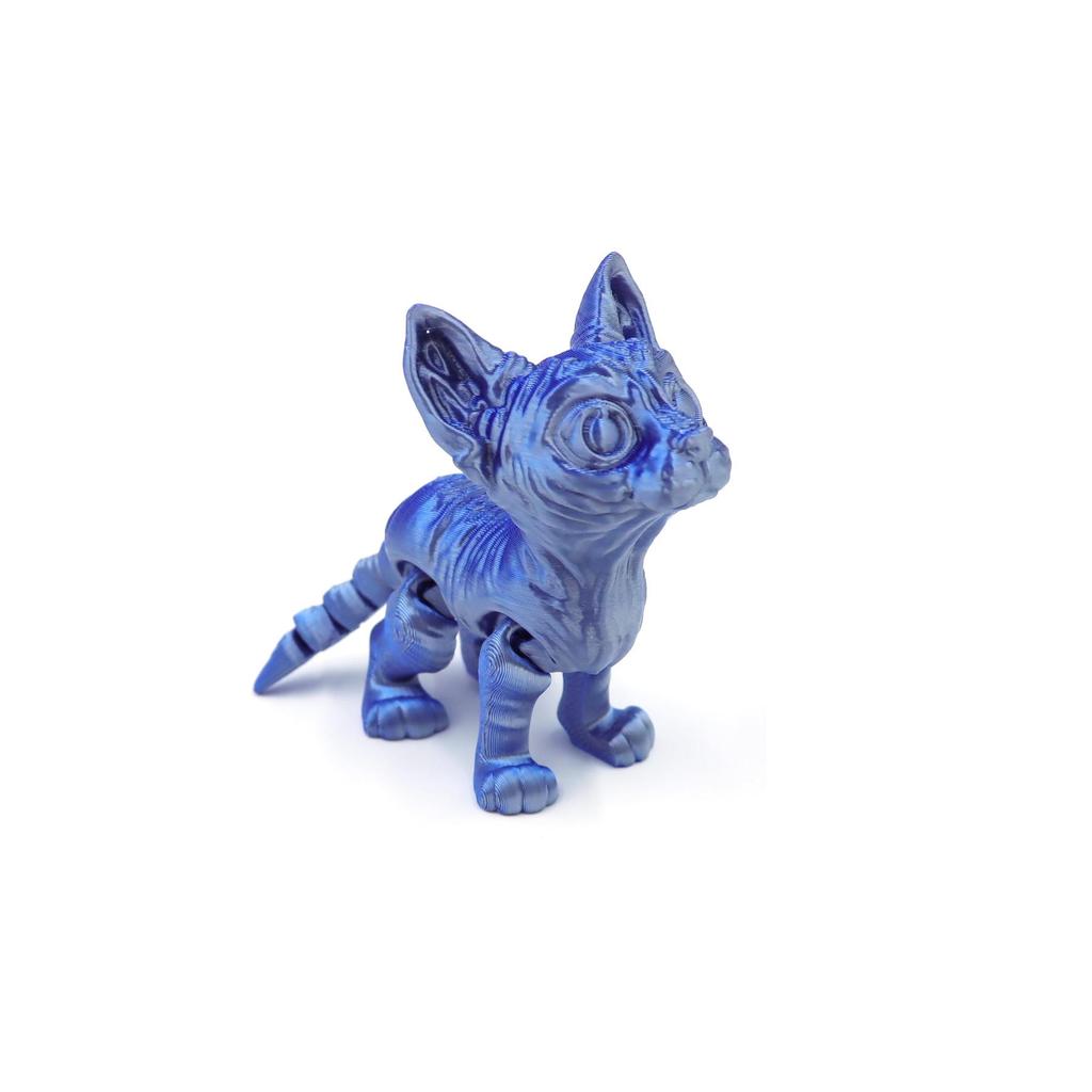 3D Printed Hairless Cat Model: Movable Joint Kitten Toy Ornament