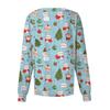 Women's Casual Long Sleeve Christmas Print Scrub Top with Button Front Work Uniform