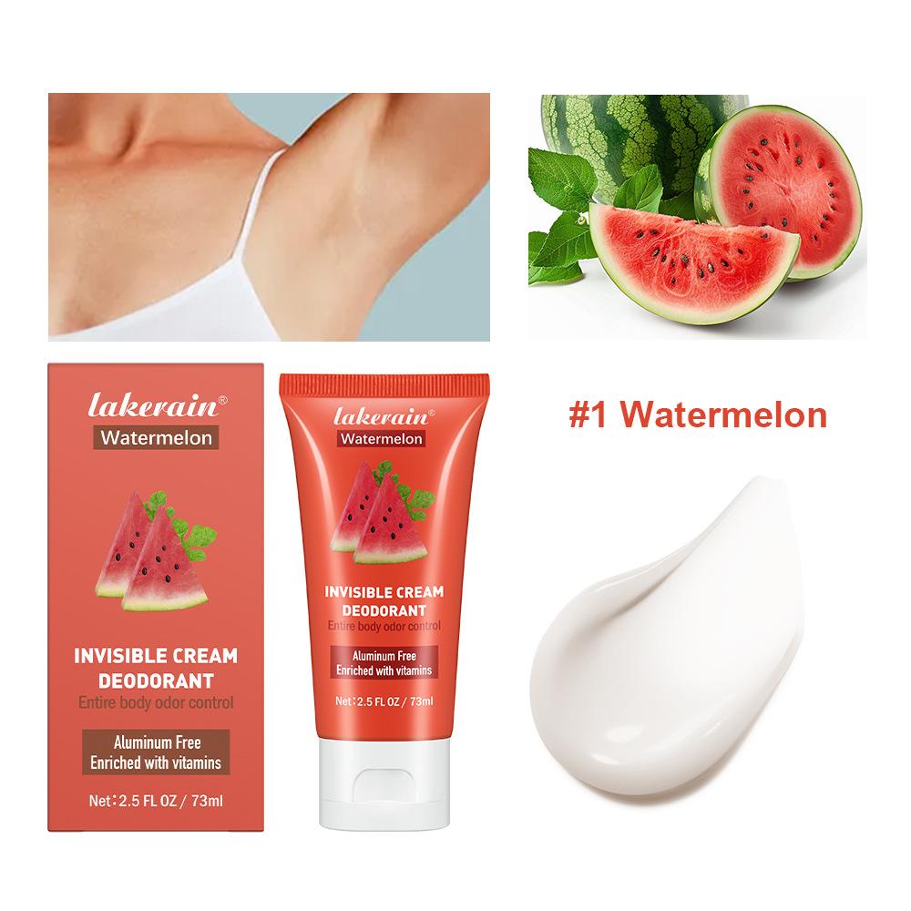 6 farbenfrohe Deocremes für Damen mit Fruchtduft, unsichtbares Creme-Deodorant, lang anhaltender Duft, feuchtigkeitsspendend und feuchtigkeitsspendend Watermelon bunt
