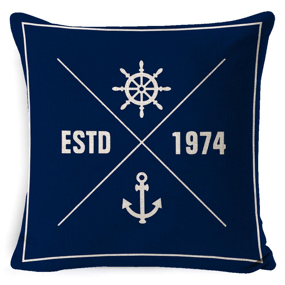 Cushion Cover Ocean Anchor Linen Pillow Cover Simple Sailing Sofa Living Room Pillow Cover Premium Durable Quality