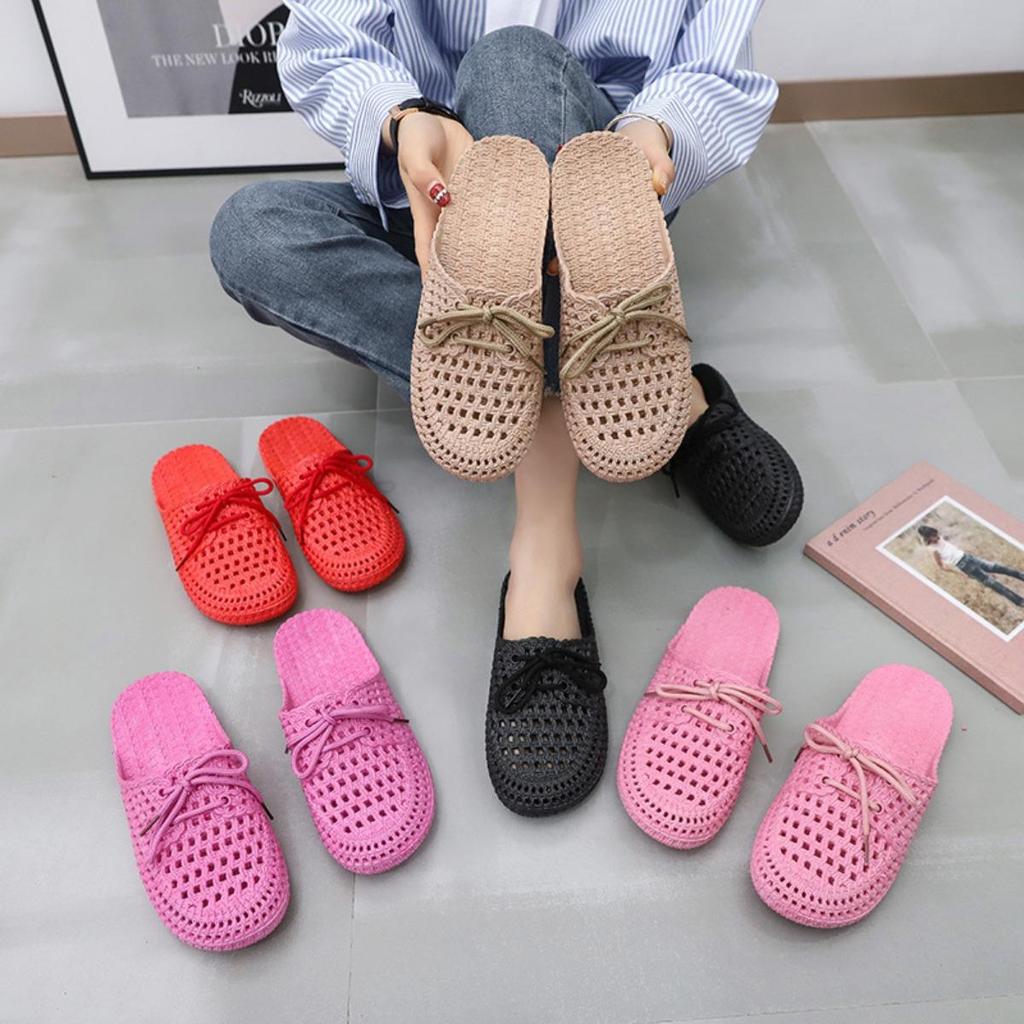 Sommer Damen Kühlhausschuhe, mit ultraleichten Zehenschutzkappen und rutschfester Außensohle, bequeme Strandschuhe, perforierte Schuhe, süße Hausschuhe